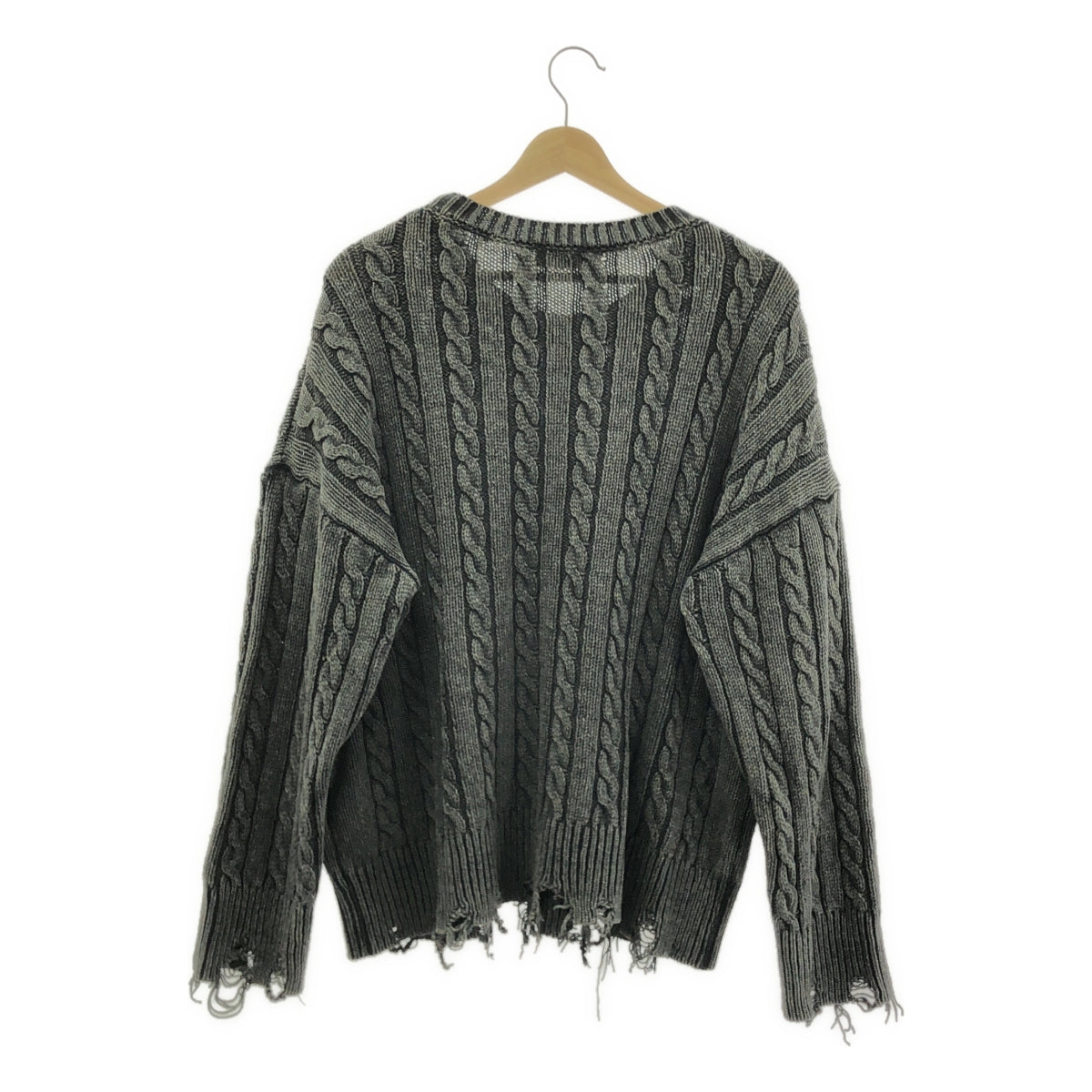 ottod'Ame / オットダム | ダメージ加工 アラン ケーブルニット セーター | 38 | チャコールグレー | レディース