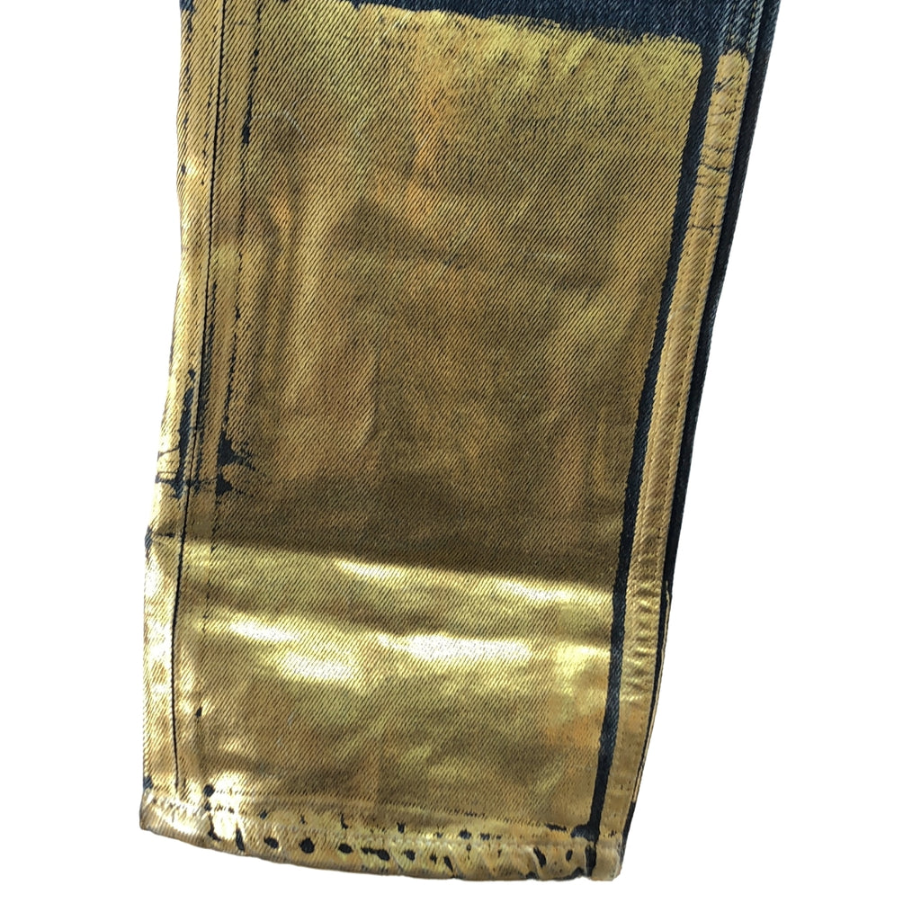 LOEWE / 로에베 | Gold Cuff Fisherman Jeans / 로고 가죽 패치 골드 커프 피셔맨 청바지 데님 팬츠 | 44 | 인디고 | 남성