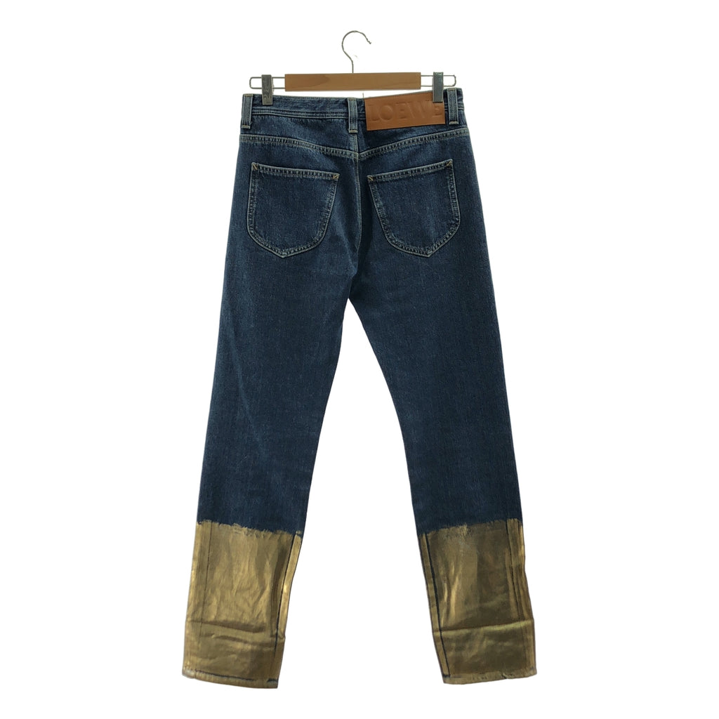 LOEWE / 로에베 | Gold Cuff Fisherman Jeans / 로고 가죽 패치 골드 커프 피셔맨 청바지 데님 팬츠 | 44 | 인디고 | 남성