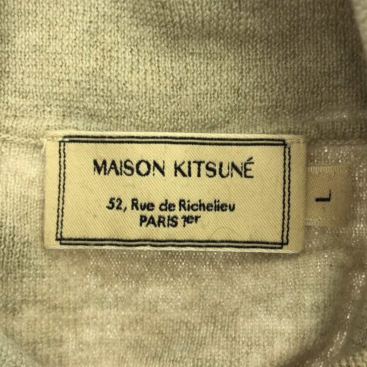 MAISON KITSUNE / 메종 여우 | 울 터틀넥 니트 | L | 베이지 | 여성