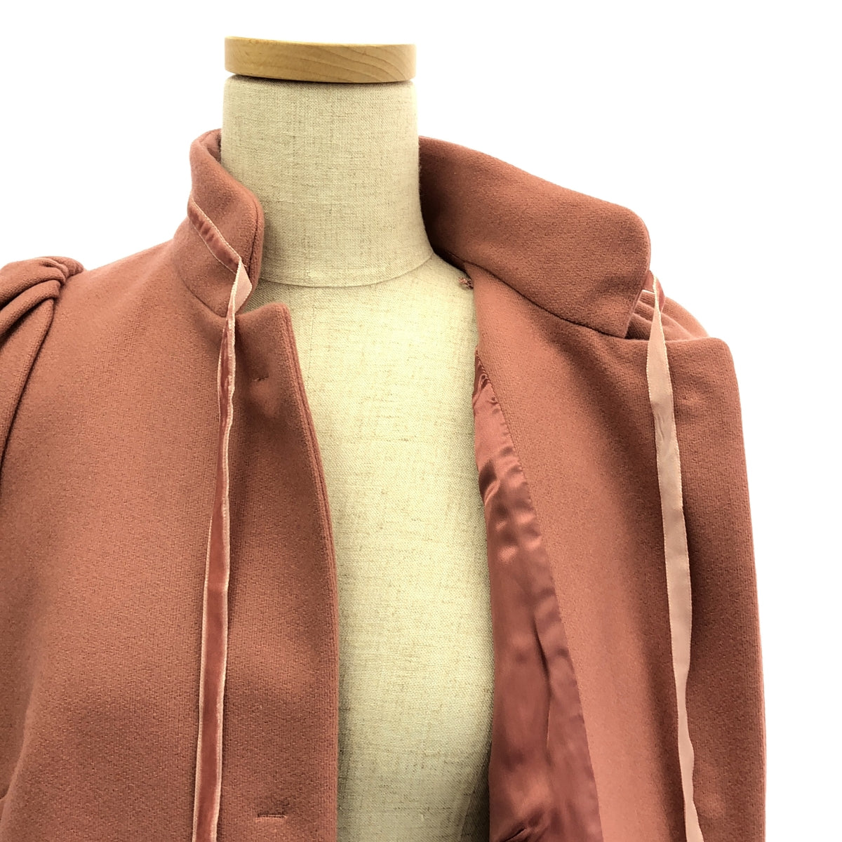RED VALENTINO / レッドヴァレンティノ | ウール ナイロン ベロアリボン パフスリーブ コート | 40 | ピンク | レディース