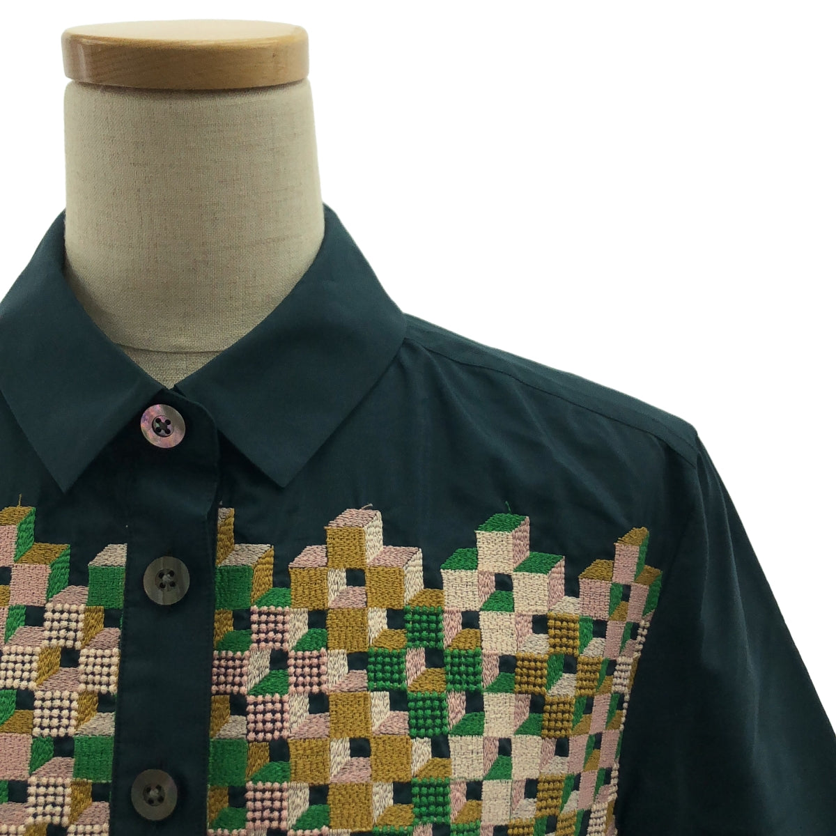 mina perhonen / 미나펠호넨 | 2025SS | kuutio / 쿠티오 실크 코튼 엠브로이드리 플리츠 셔츠 원피스 | 36 |