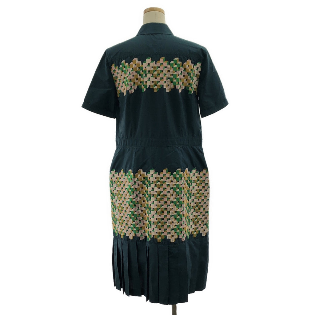 mina perhonen / 미나펠호넨 | 2025SS | kuutio / 쿠티오 실크 코튼 엠브로이드리 플리츠 셔츠 원피스 | 36 |