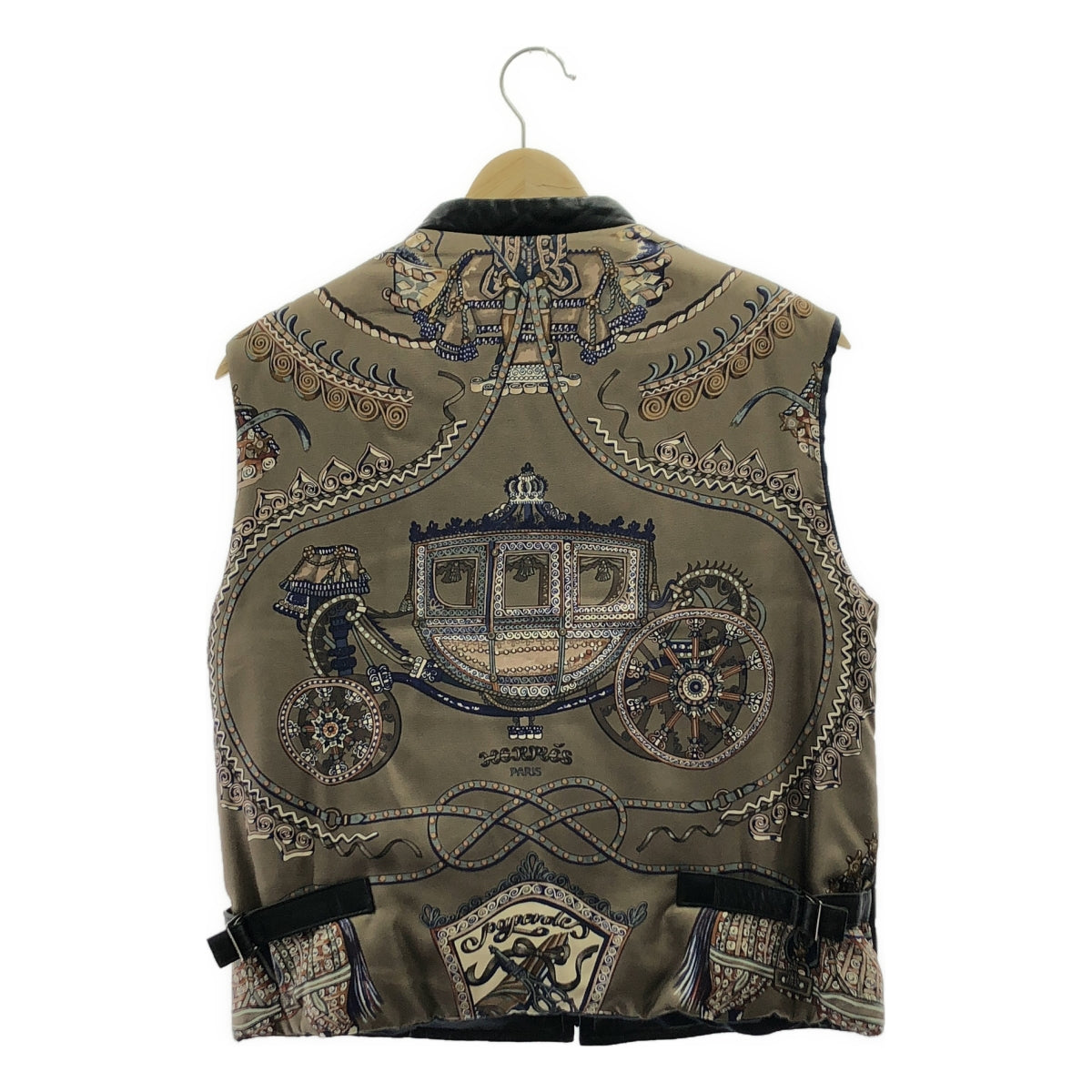HERMES | Margiela 時代羔羊皮與絲綢 Paperoles 印花填充背心 | 尺寸 36 | 女款