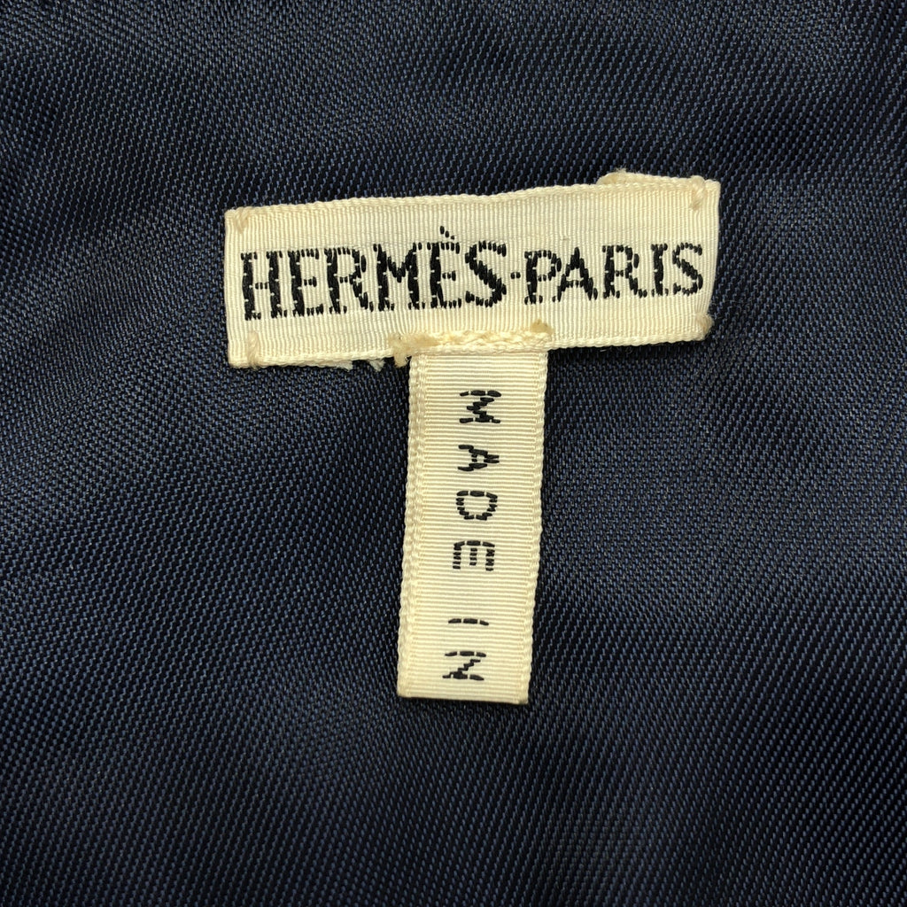 HERMES / エルメス | マルジェラ期 ラムレザー シルク paperoles パプロール柄 切替 中綿ベスト | 36 | レディース