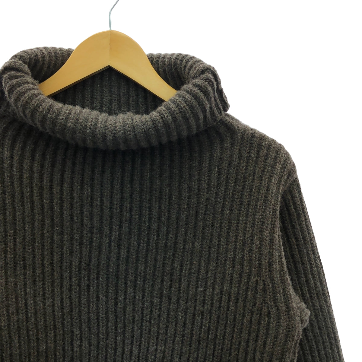 THE SHISHIKUI / シシクイ | HIGH NECK KNIT / カシミヤ ウール リブ スリット タートルネック ニット | F | ブラウン | レディース