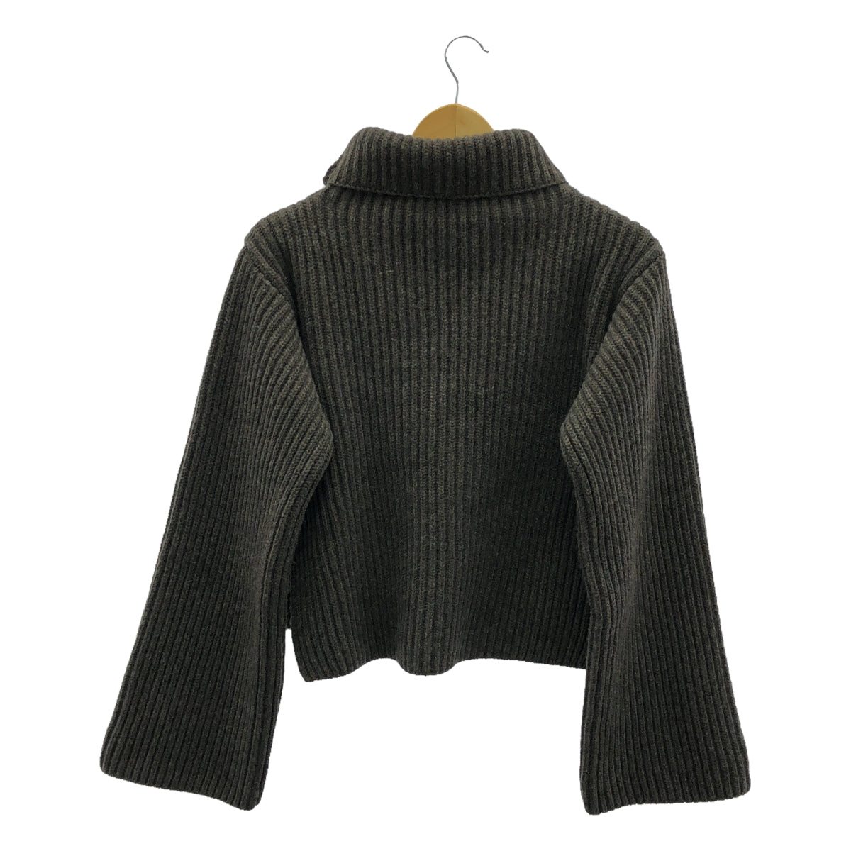 THE SHISHIKUI / シシクイ | HIGH NECK KNIT / カシミヤ ウール リブ スリット タートルネック ニット | F | ブラウン | レディース