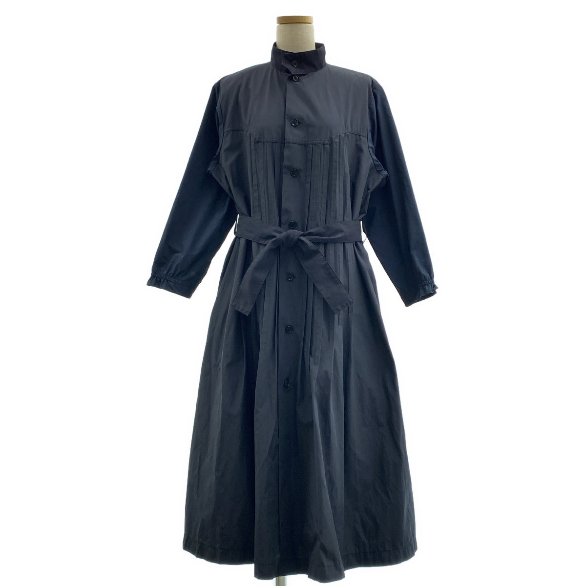 tricot COMME des GARÇONS | 2018 秋冬 | 混合材質褶皺立領洋裝/外套 | M 碼 | 海軍藍 | 女款