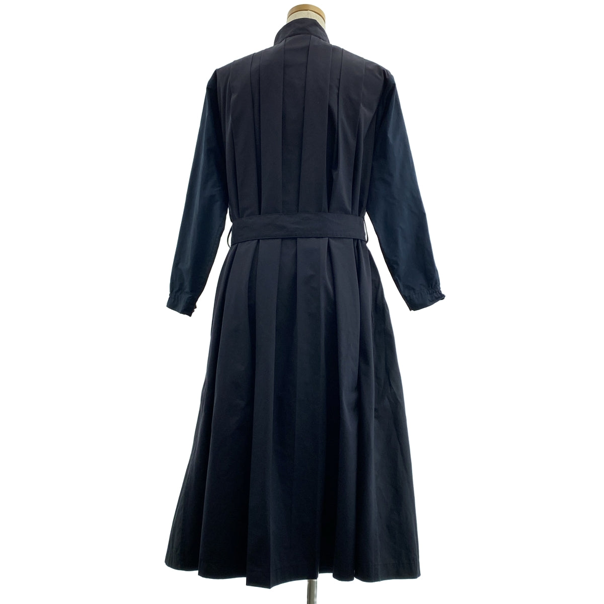 tricot COMME des GARÇONS | 2018 秋冬 | 混合材質褶皺立領洋裝/外套 | M 碼 | 海軍藍 | 女款