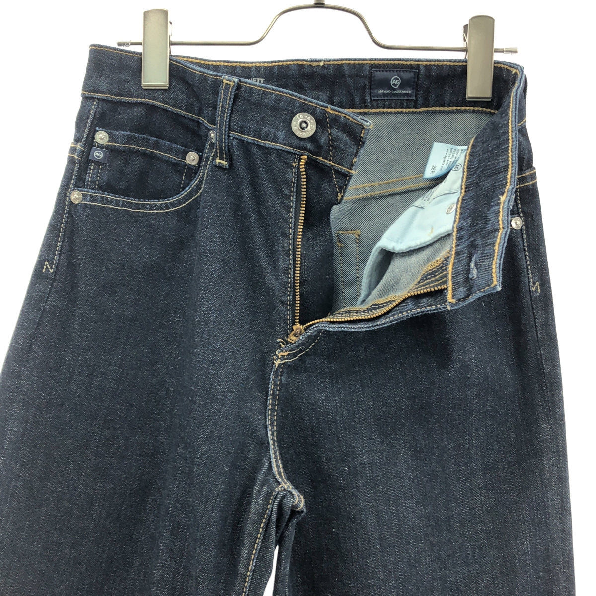 AG adriano Goldschmied / エージーアドリアーノゴールドシュミット | ロゴレザーパッチ ロールアップ デニムパンツ | 28 | レディース