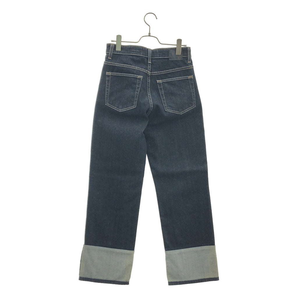 AG adriano Goldschmied / エージーアドリアーノゴールドシュミット | ロゴレザーパッチ ロールアップ デニムパンツ | 28 | レディース