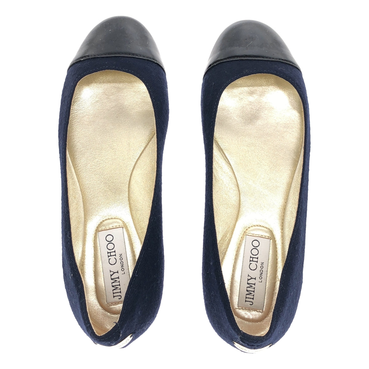 JIMMY CHOO | 漆皮圓頭平底高跟鞋 | 尺寸 36 1/2 | 海軍藍/黑色 | 女款