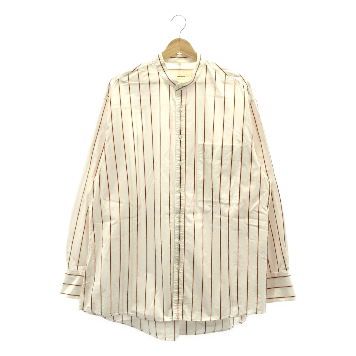 TODAYFUL / トゥデイフル | Stripe Over Shirts ストライプ オーバー シャツ | F | ホワイト/レッド | レディース