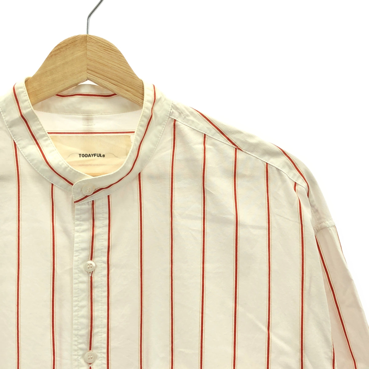 TODAYFUL / トゥデイフル | Stripe Over Shirts ストライプ オーバー シャツ | F | ホワイト/レッド | レディース