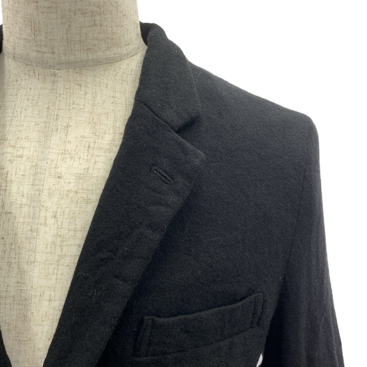 BLACK COMME des GARCONS / ブラックコムデギャルソン | 2010AW | ウール 変形 シングルブレスト ロングジャケット / タータンチェック裏地 | L |