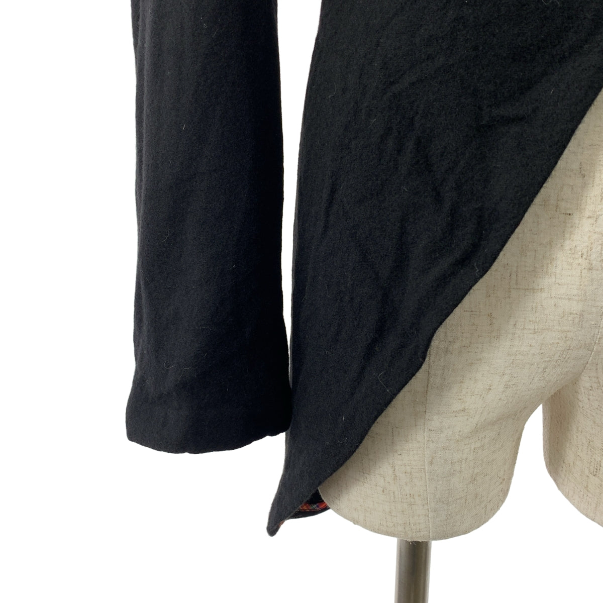 BLACK COMME des GARCONS / ブラックコムデギャルソン | 2010AW | ウール 変形 シングルブレスト ロングジャケット / タータンチェック裏地 | L |