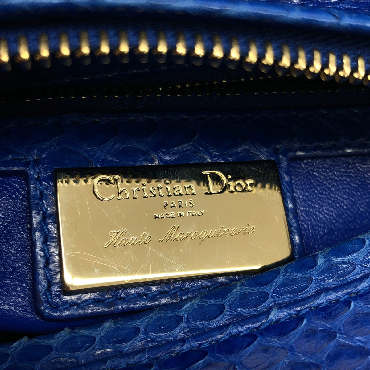 【美品】  Christian Dior / クリスチャンディオール | M05500 パイソンレザー レディディオール ミディアム 2Way ハンドバッグ | ブルー | レディース