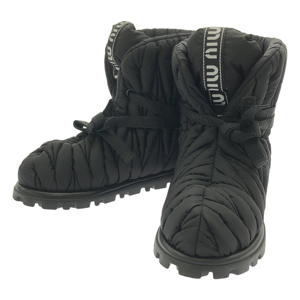 【美品】  miu miu / ミュウミュウ | Padded Matelasse Booties / 5U558D ロゴ ショート ブーツ | 35 | NERO | レディース