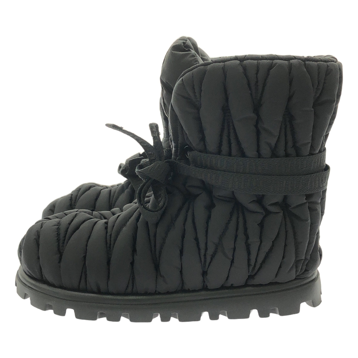 【美品】  miu miu / ミュウミュウ | Padded Matelasse Booties / 5U558D ロゴ ショート ブーツ | 35 | NERO | レディース