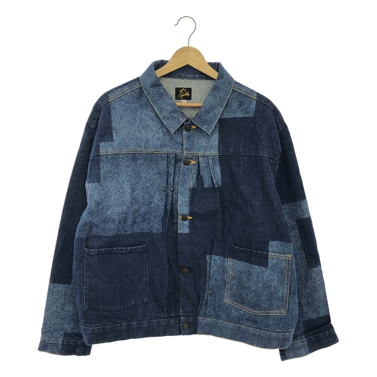 【미품】 Needles / 니들스 | MW JEAN JACKET - 14OZ DENIM/GLITCH STITCH/ 신치백 데님 재킷 | L | Indigo | 남성