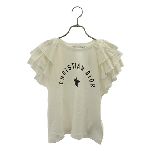 【日本限定】ディオール コットン フリル Tシャツ XS Christian Dior◇ペイント加工Tシャツ/XS/コットン/WHT/総柄