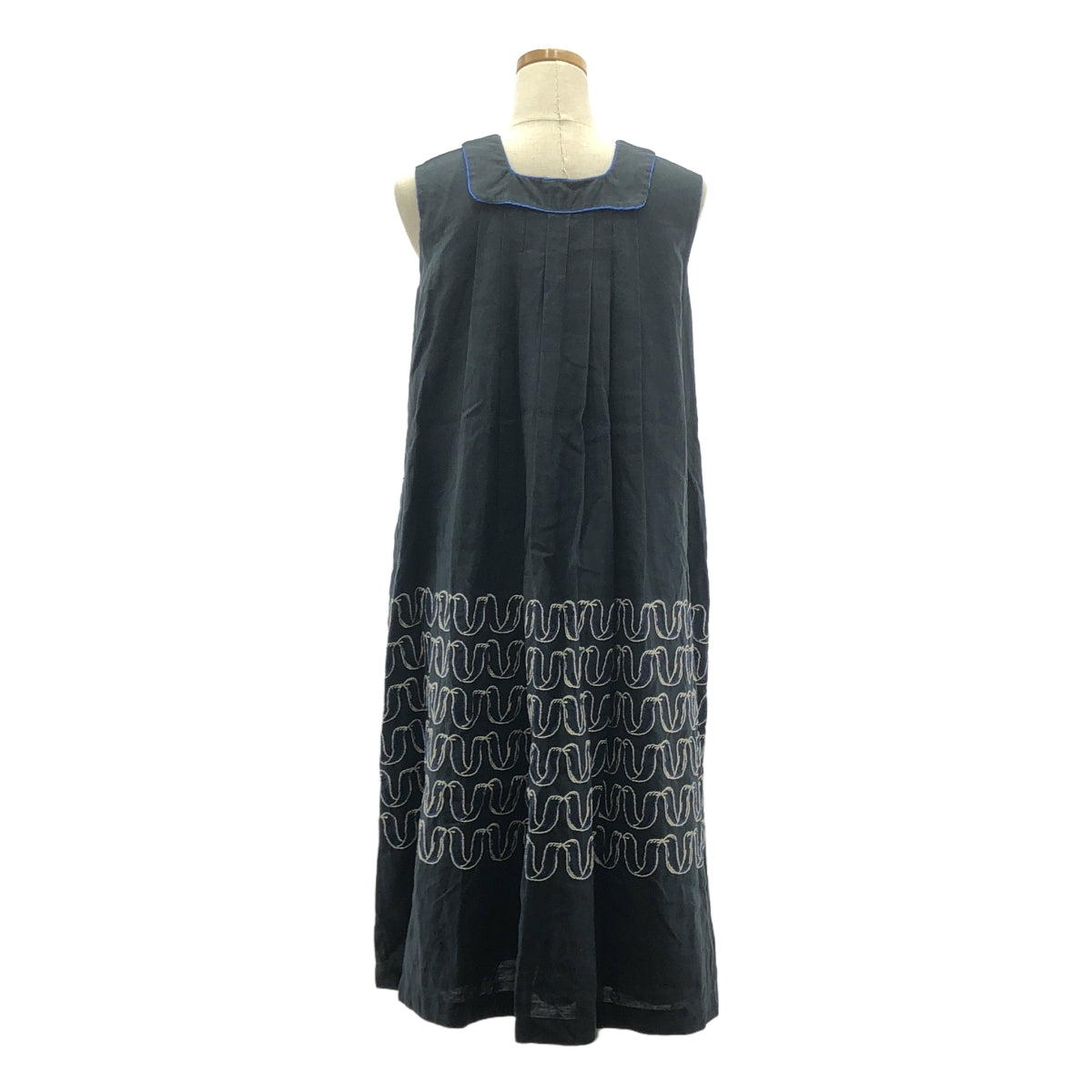 mina perhonen | 2020春夏 |絲帶鳥亞麻刺繡洋裝 | 36 |海軍 |女性的