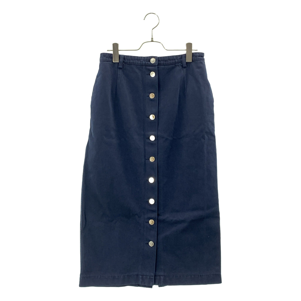 RAF SIMONS / ラフシモンズ | 2022SS | Buttoned up denim skirt レザーロゴ パッチ デニム ロング スカート | 36 | レディース
