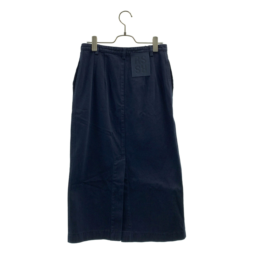 RAF SIMONS / ラフシモンズ | 2022SS | Buttoned up denim skirt レザーロゴ パッチ デニム ロング スカート | 36 | レディース