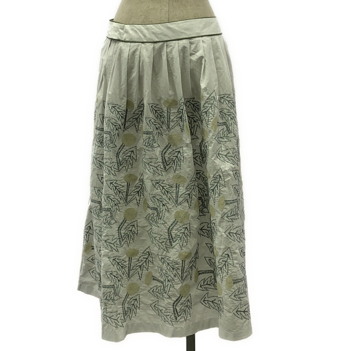 【美品】  mina perhonen / ミナペルホネン | 2018SS | tanpopo / たんぽぽ エンブロイダリー ベルテッド スカート / 裏地付き | 40 | white | レディース