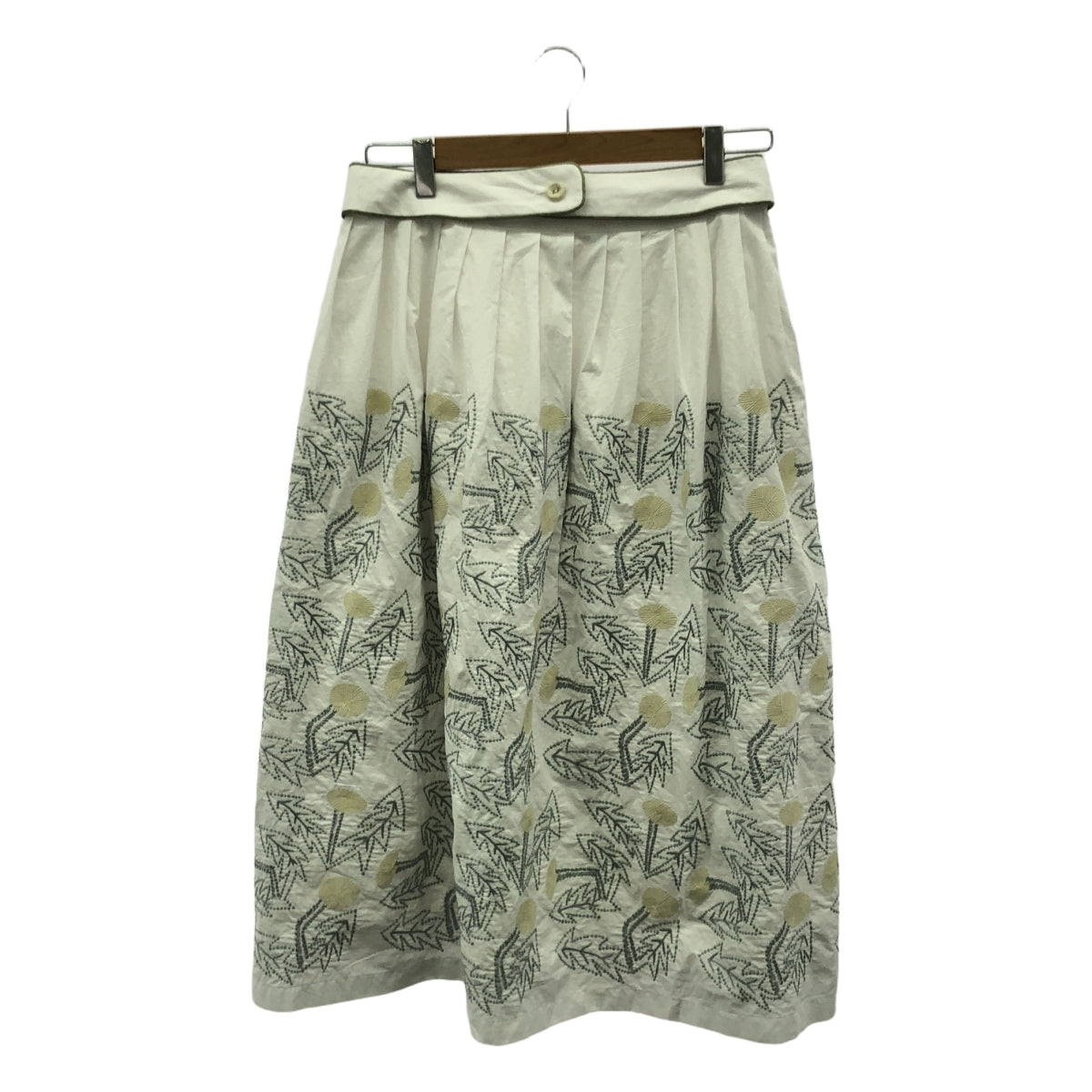 【美品】  mina perhonen / ミナペルホネン | 2018SS | tanpopo / たんぽぽ エンブロイダリー ベルテッド スカート / 裏地付き | 40 | white | レディース