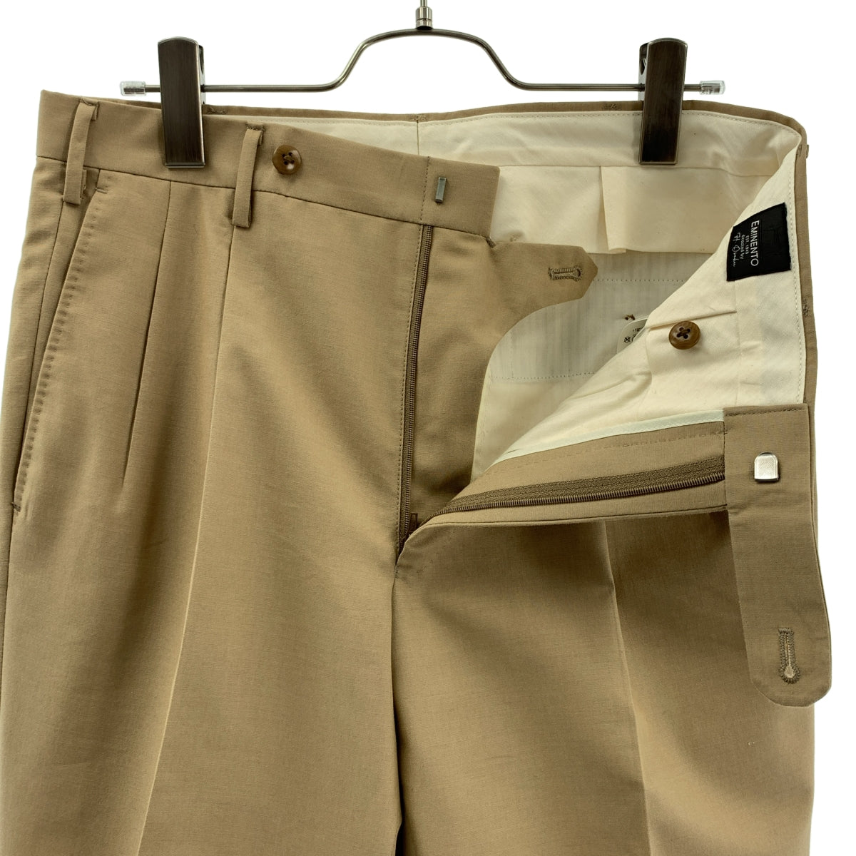 【成色極佳】TOMORROWLAND | 羊毛棉混紡熱帶風情雙褶修身休閒褲 | 46碼 | 米色 | 男士