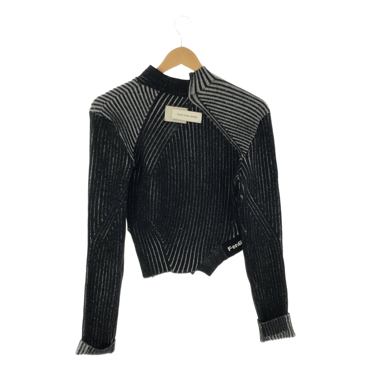 FenG CHen WANG / 펜첸 완 | LONG SLEEVE RIBBED KNIT 니트 | M | 블랙/화이트 | 여성