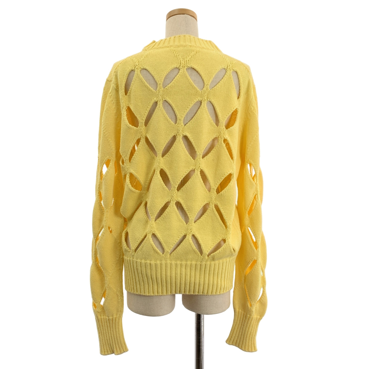 Stefan Cooke | 菱形鏤空花卉刺繡套頭衫 / 棉質刺繡鏤空針織衫 | S 碼 | 黃色 | 女款