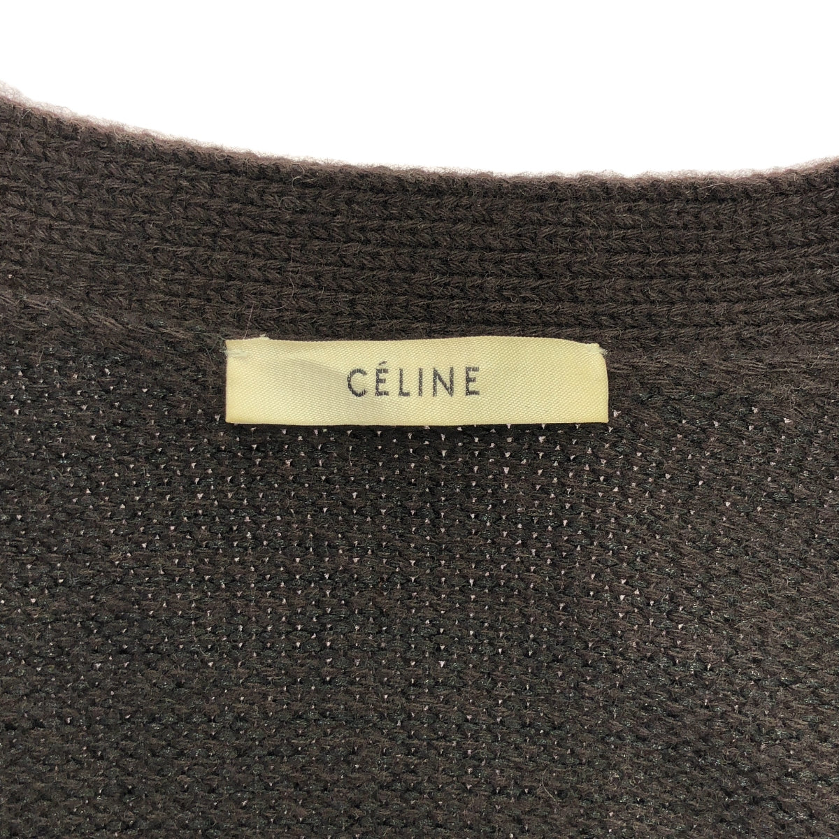 CELINE / 셀린느 | 피비기 울 캐시미어 혼합 오버 사이즈 V 넥 니트 카디건 | S | 브라운 | 여성