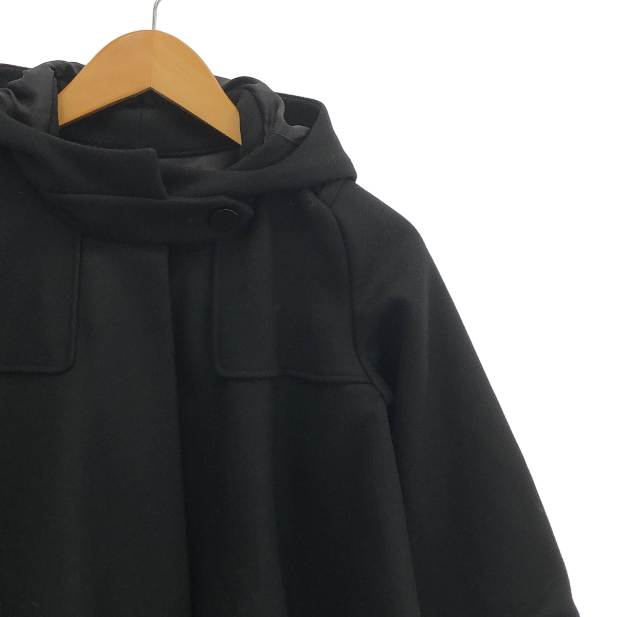 muller of yoshiokubo / ミュラーオブヨシオクボ | カシミヤ混ウール フーデッド ポンチョ ジャケット | 38 | ブラック | レディース