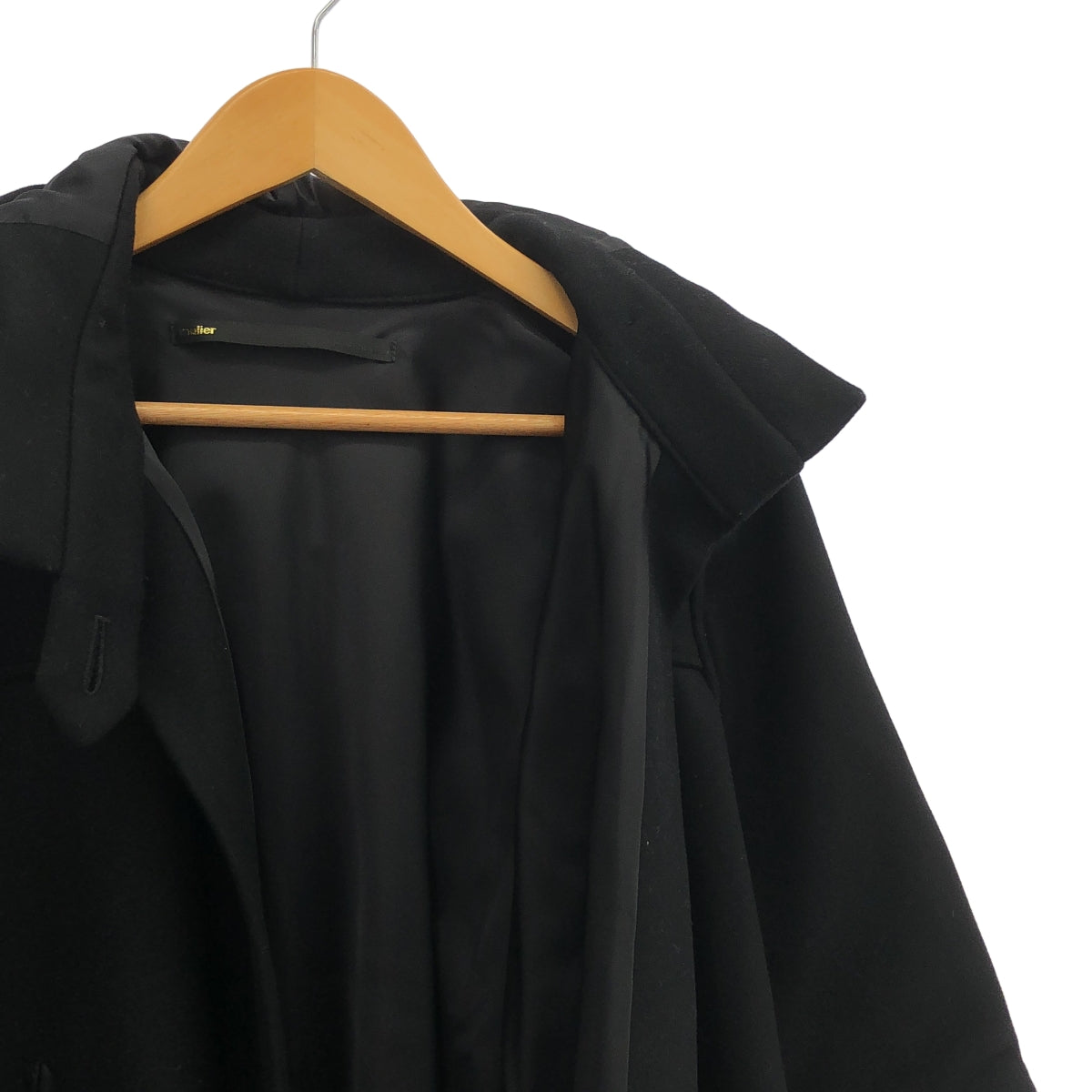 muller of yoshiokubo / ミュラーオブヨシオクボ | カシミヤ混ウール フーデッド ポンチョ ジャケット | 38 | ブラック | レディース