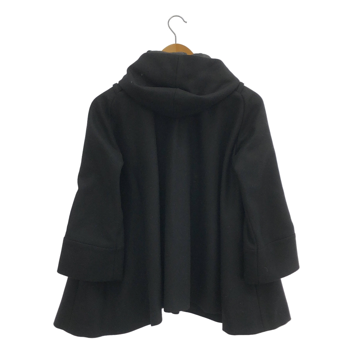 muller of yoshiokubo / ミュラーオブヨシオクボ | カシミヤ混ウール フーデッド ポンチョ ジャケット | 38 | ブラック | レディース