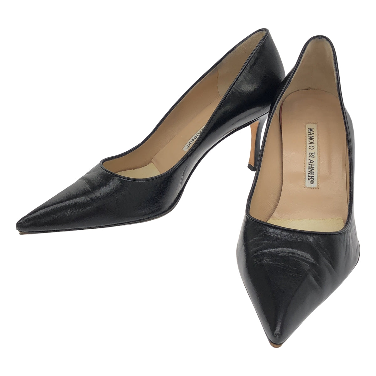 MANOLO BLAHNIK / マノロブラニク | レザー ポインテッドトゥ ヒールパンプス | 38 |