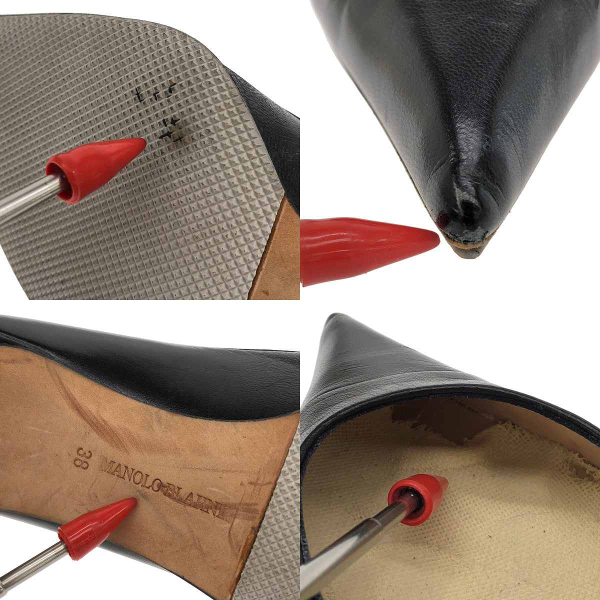 MANOLO BLAHNIK / マノロブラニク | レザー ポインテッドトゥ ヒールパンプス | 38 |