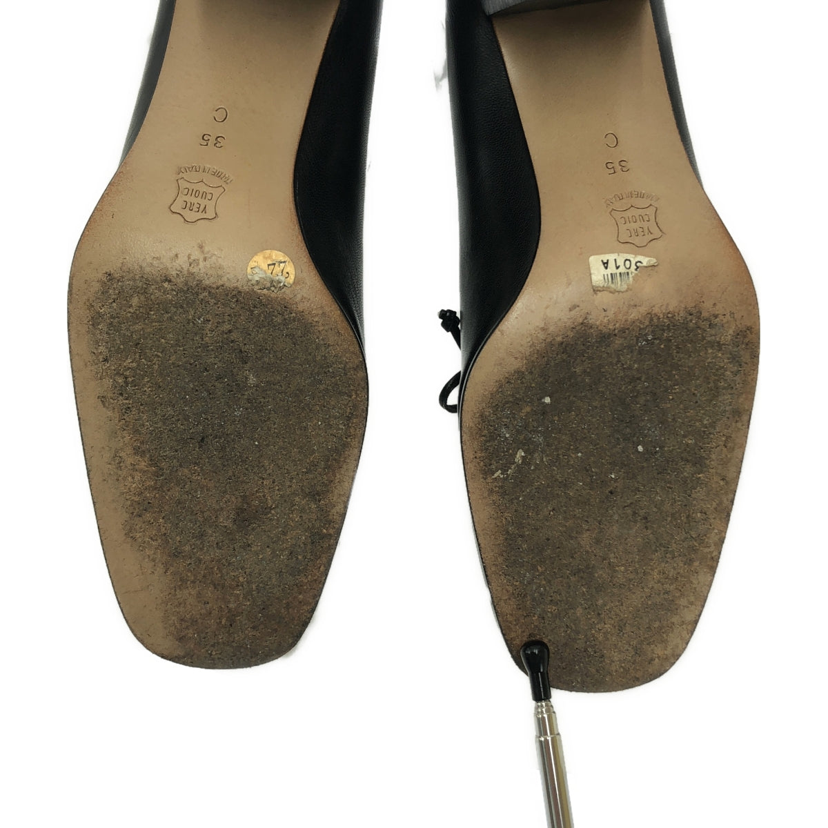 BOTTEGA VENETA / 보테가베네타 | 가죽 인트레 차트 청키 힐 펌프스 | 35 | 블랙 | 여성