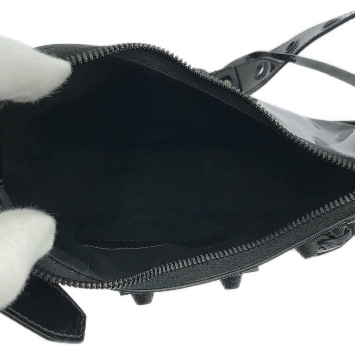 BALENCIAGA / バレンシアガ | ル・カゴール XS エナメル ショルダーバッグ | ブラック | レディース