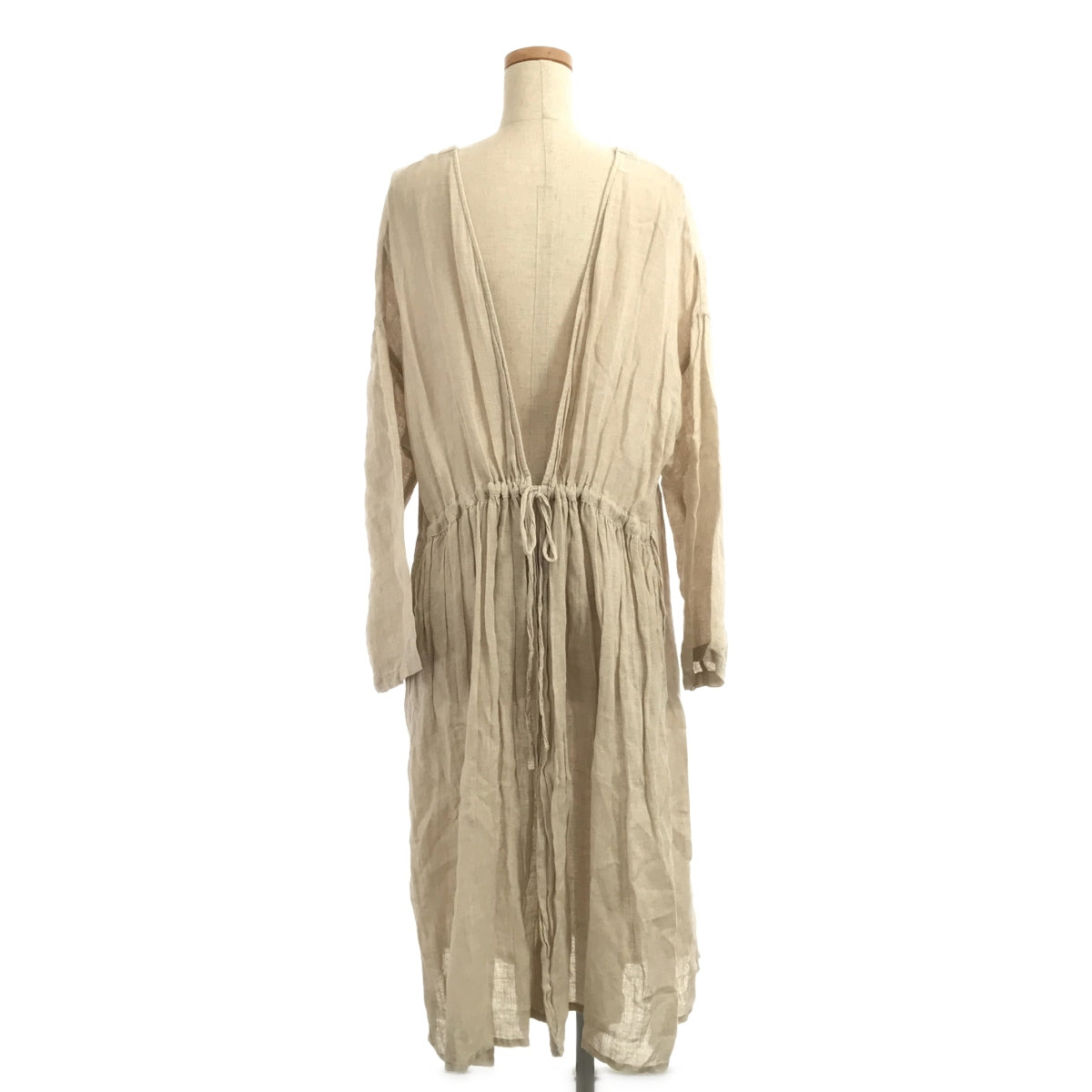 nest robe | Linen long gown wrap dress | Beige | Women's