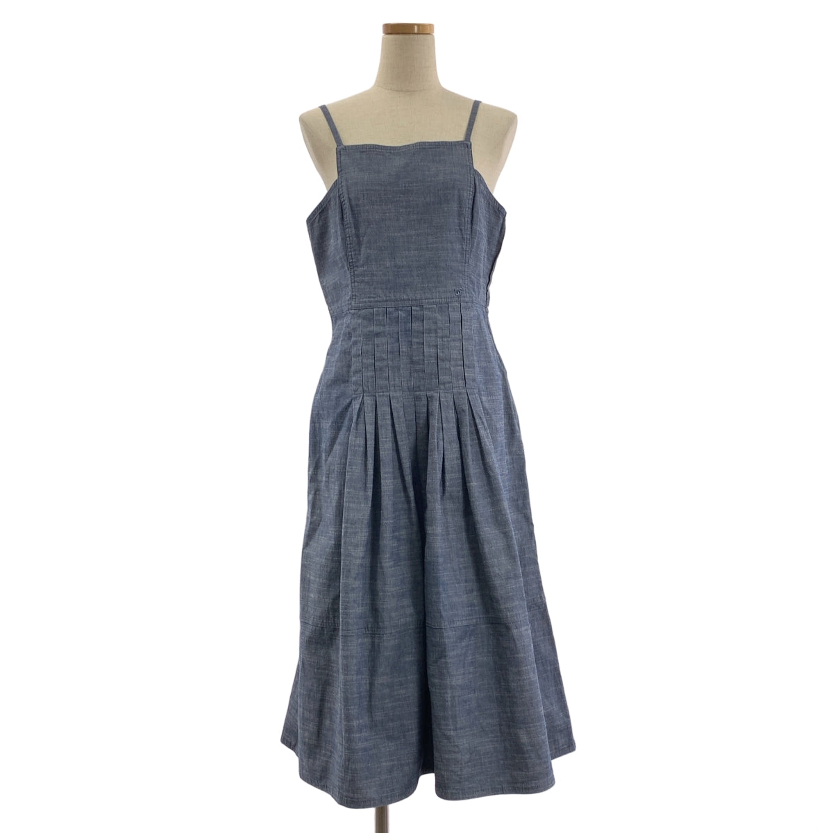 [狀況極佳] 香奈兒 | Coco Mark 03P 牛仔棉質褶皺喇叭裙 | 尺寸 40 | 藍色 | 女款