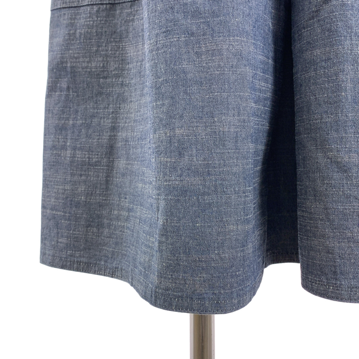 [狀況極佳] 香奈兒 | Coco Mark 03P 牛仔棉質褶皺喇叭裙 | 尺寸 40 | 藍色 | 女款