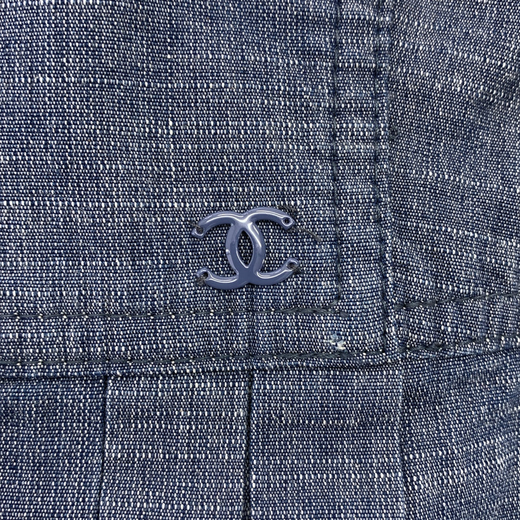 CHANEL / シャネル | ココマーク 03P デニム コットン タック フレア ワンピース | 40 | レディース