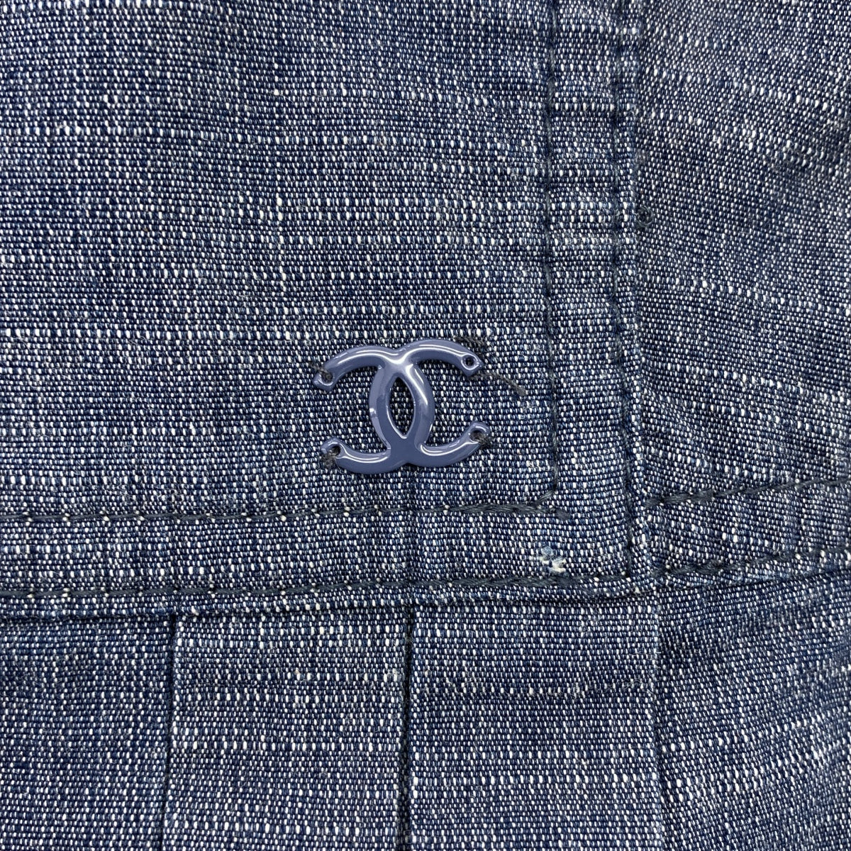 CHANEL / シャネル | ココマーク 03P デニム コットン タック フレア ワンピース | 40 | レディース
