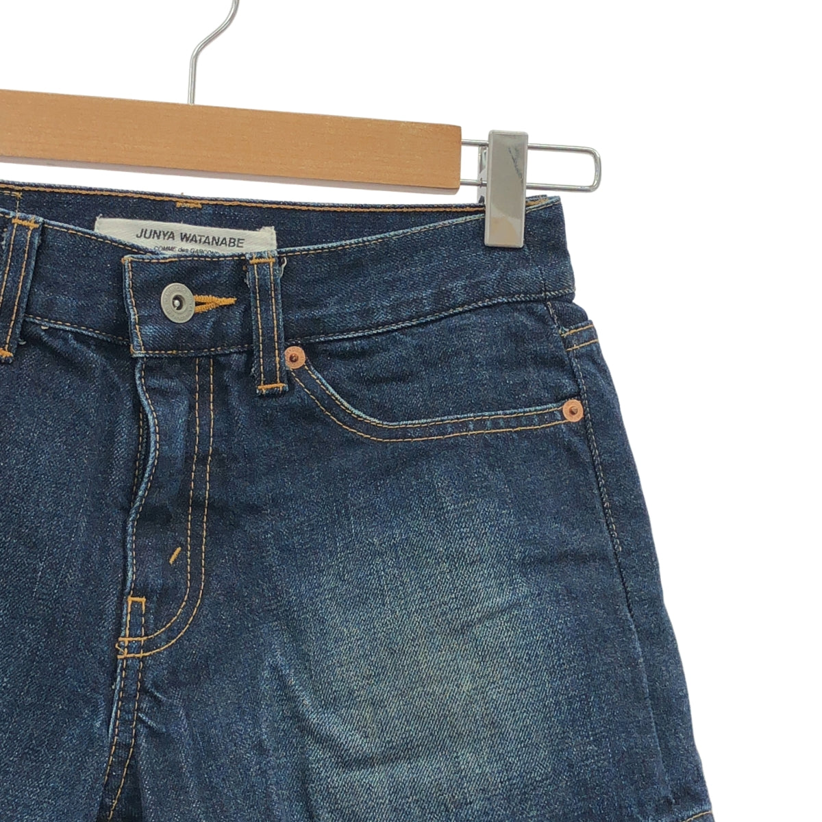 JUNYA WATANABE COMME des GARCONS / 준야와타나베 | 2007AW | 다른 소재 전환 재구성 도킹 가죽 패치 컷오프 데님 스커트 |