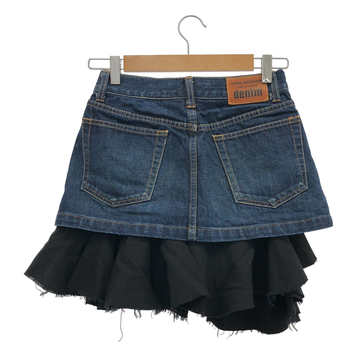 JUNYA WATANABE COMME des GARCONS / 준야와타나베 | 2007AW | 다른 소재 전환 재구성 도킹 가죽 패치 컷오프 데님 스커트 |