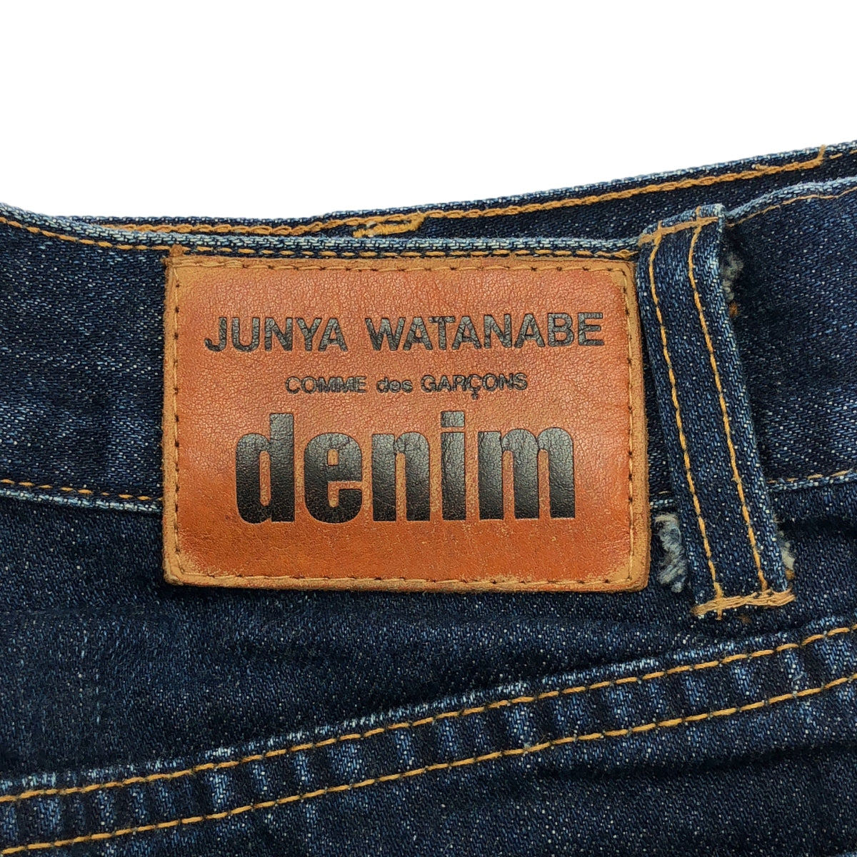 JUNYA WATANABE COMME des GARCONS / 준야와타나베 | 2007AW | 다른 소재 전환 재구성 도킹 가죽 패치 컷오프 데님 스커트 |