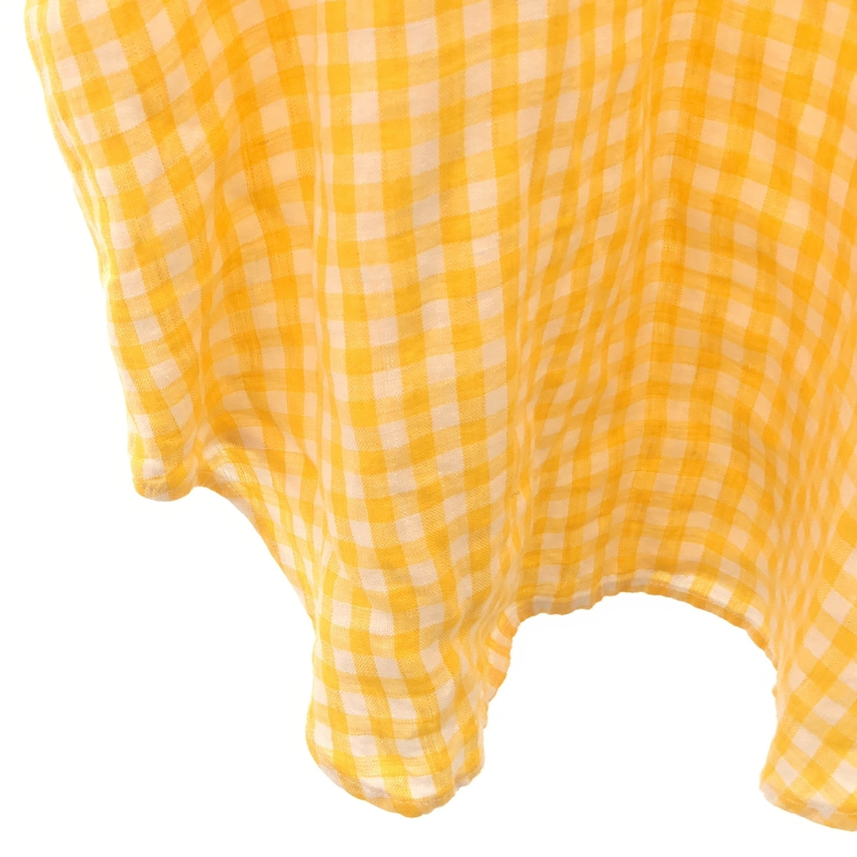 POLO RALPH LAUREN | Gingham Check Linen Puff Sleeve Blouse | 00 | Yellow/White | Women's